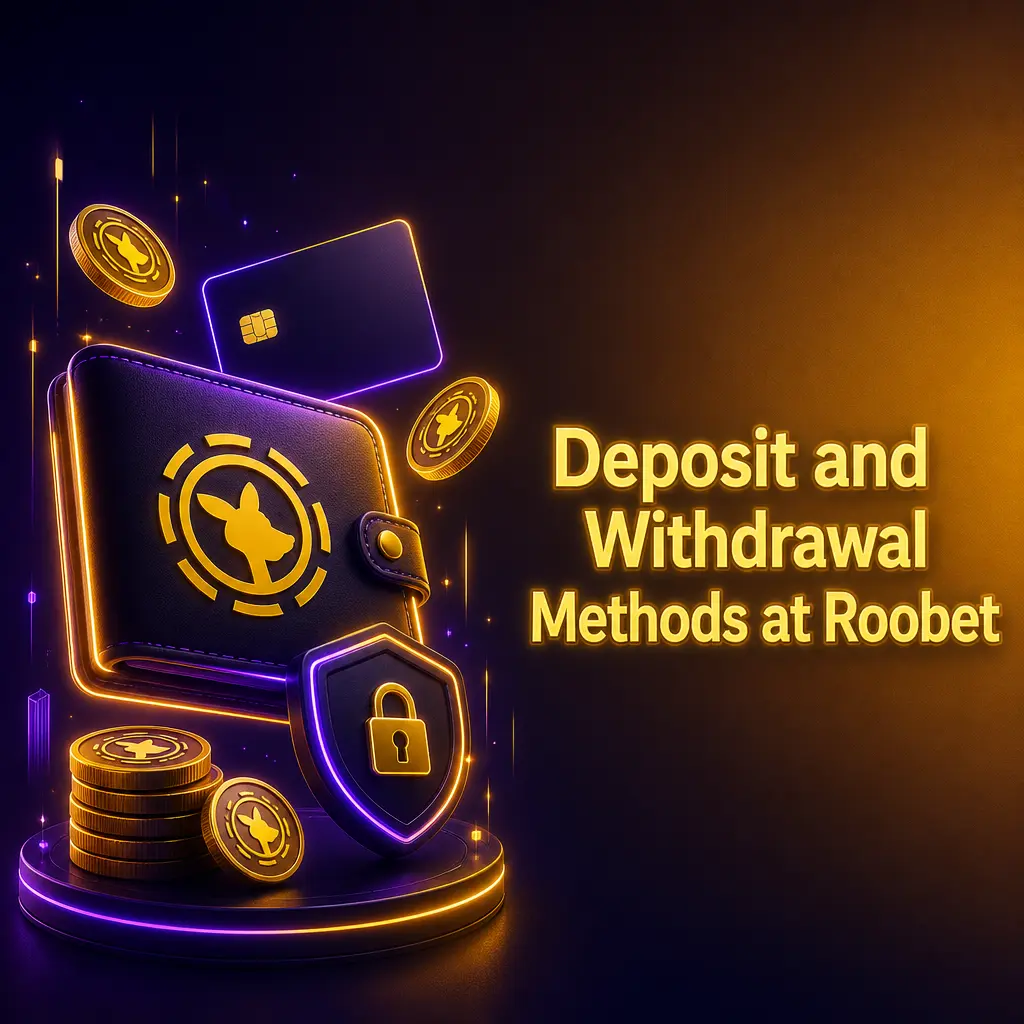 Roobet cashier screen showing regional deposit and withdrawal payment methods, currency display and verification status