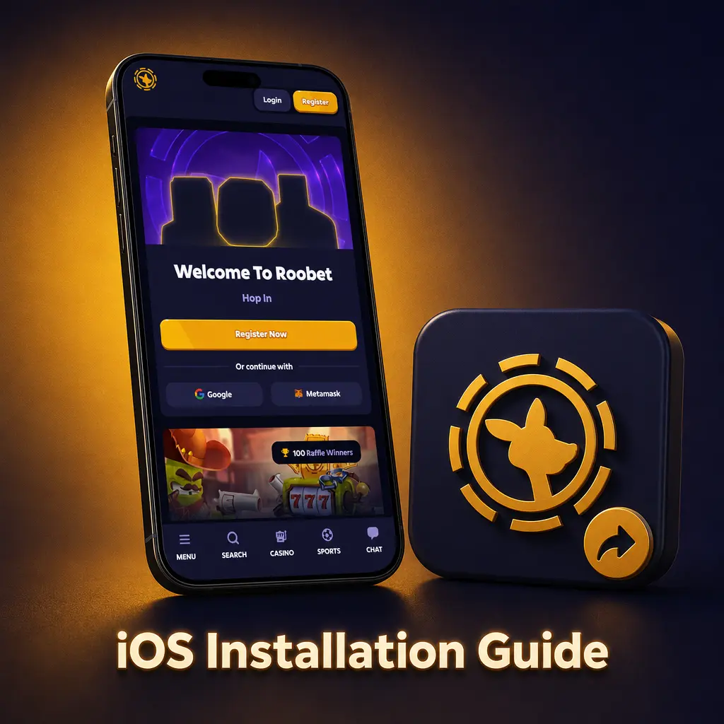 Step-by-step iOS guide to add the mobile betting web app to your Home Screen via Safari's share menu.