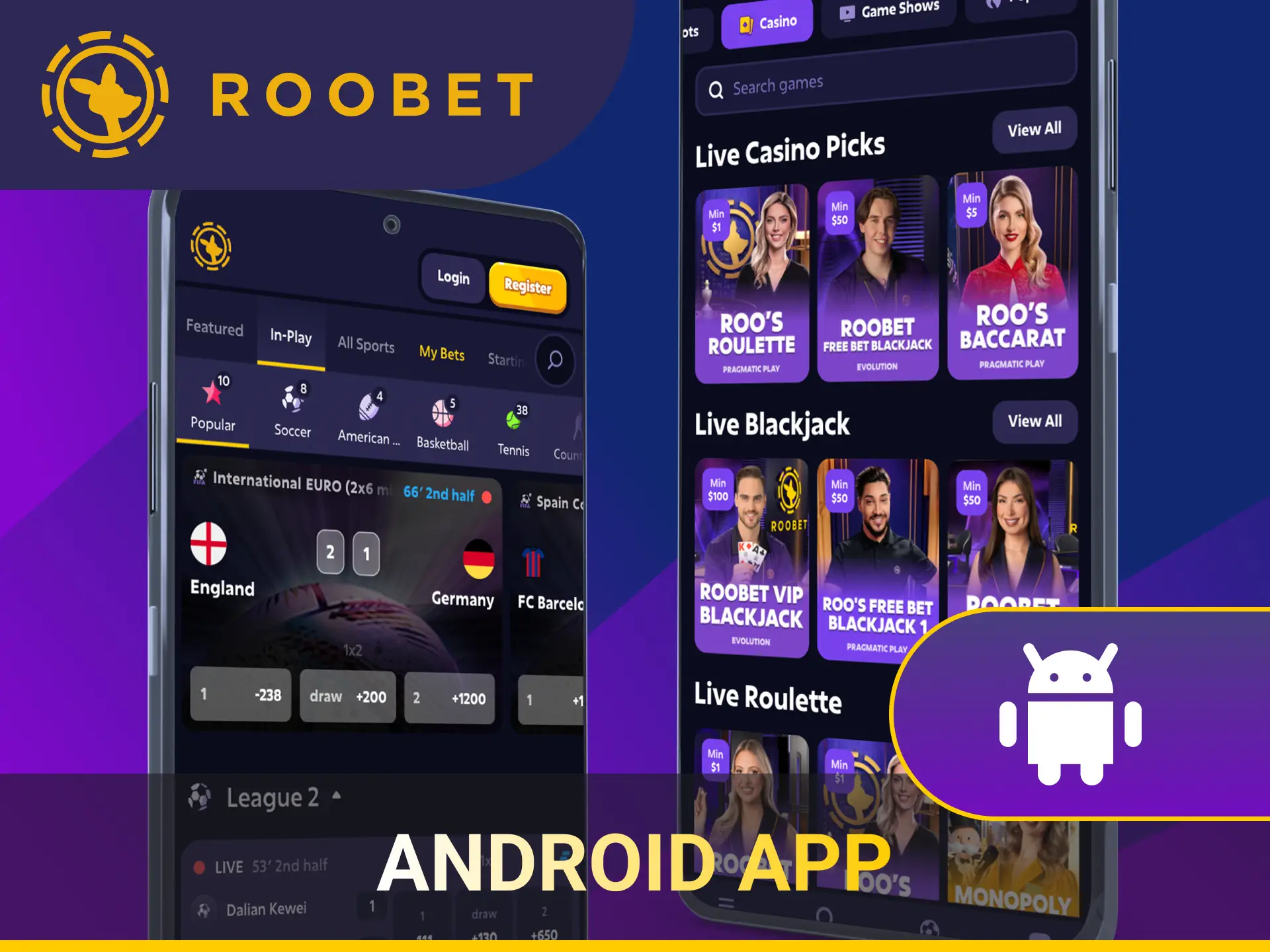 Download the Roobet Android file for instant mobile wagering.