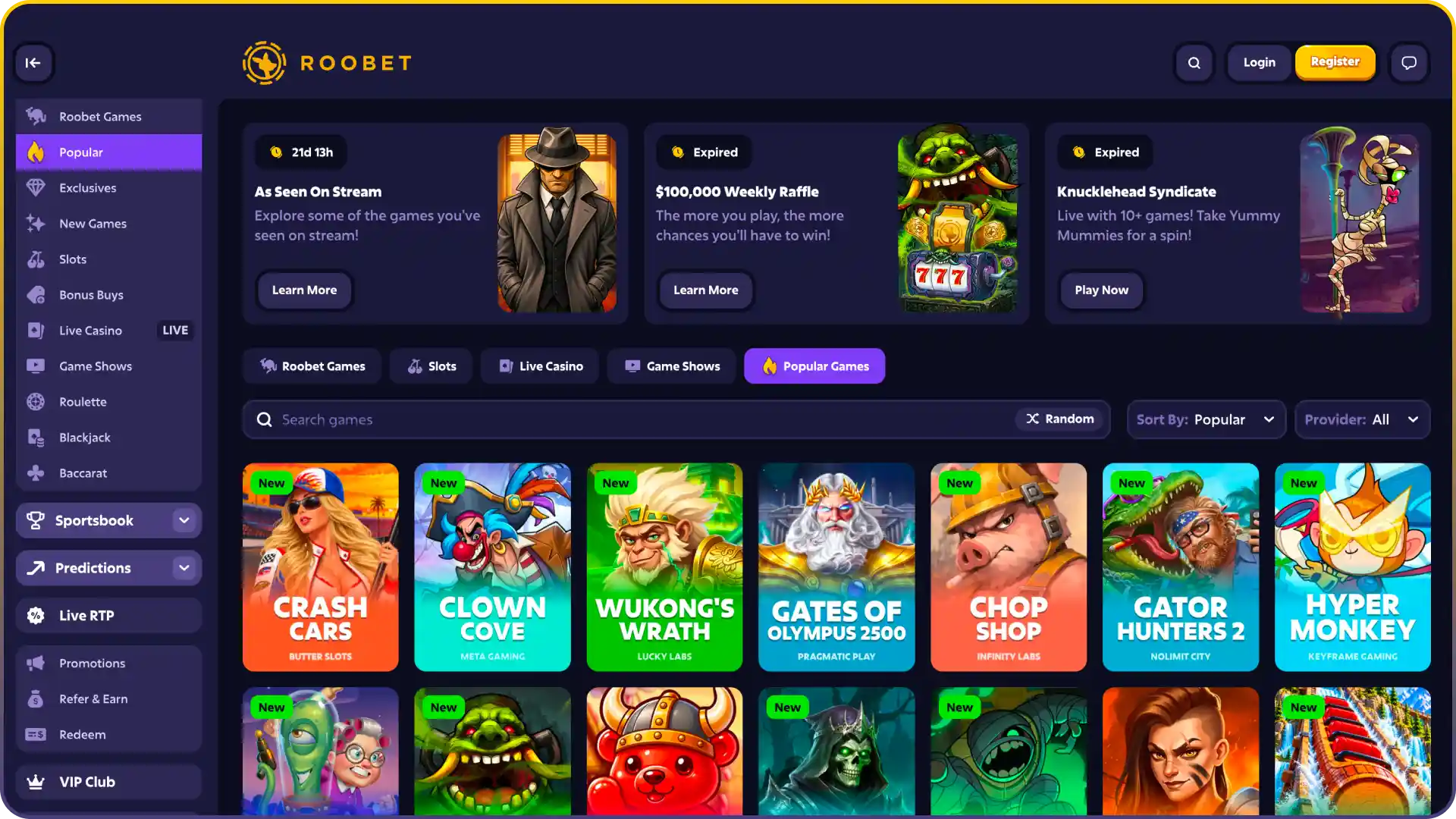 Enjoy top casino games on the Roobet platform today.
